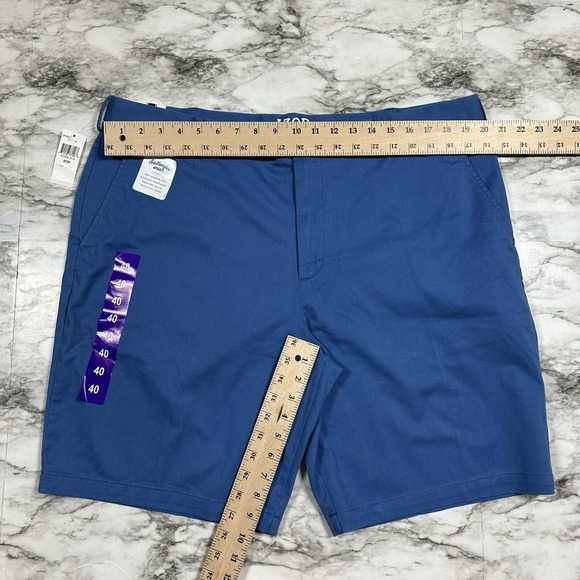IZOD Men's Stretch Shorts Sz 40 Relaxed Fit Flat Front Saltwater Chino Blue NEW - Picture 11 of 13
